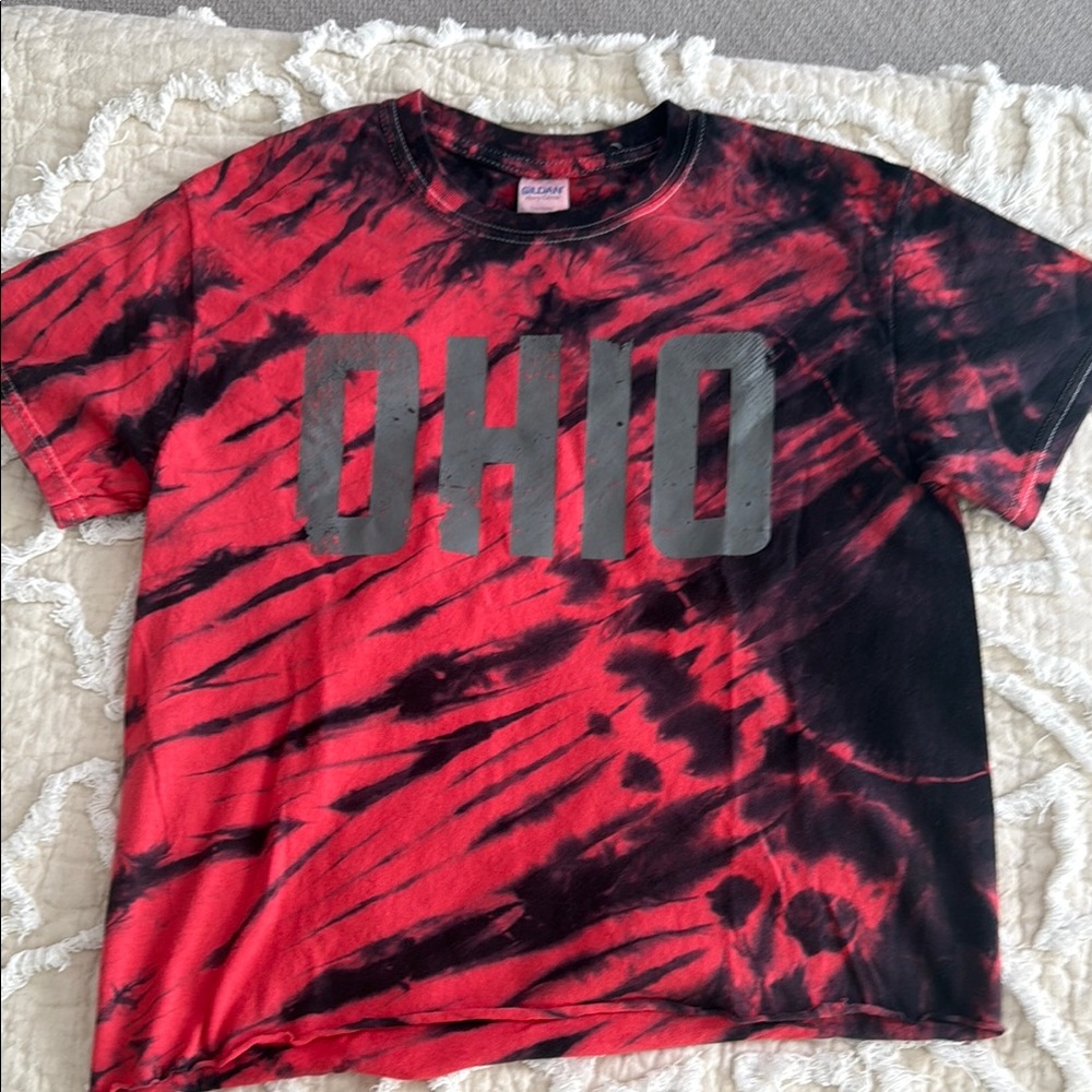 Ohio State Tie-Dye T-Shirt - Red and Black